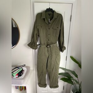 Banana Republic Khaki Belted Jumpsuit